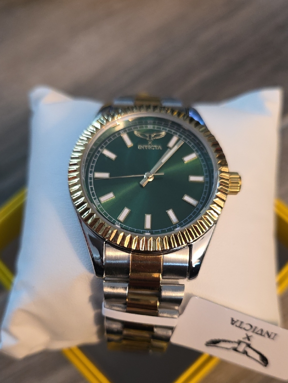 22. Invicta Gold & Silver Two-Tone Watch with Green Dial